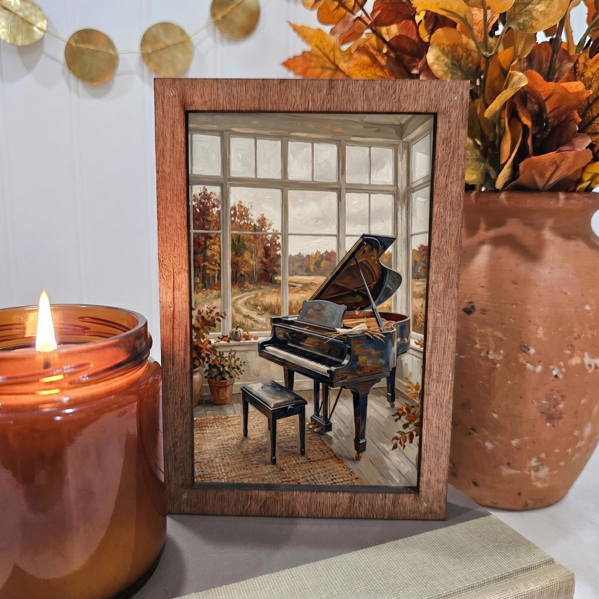 BD Lasers 4x6 wood block sign - Fall Grand Piano Sunroom