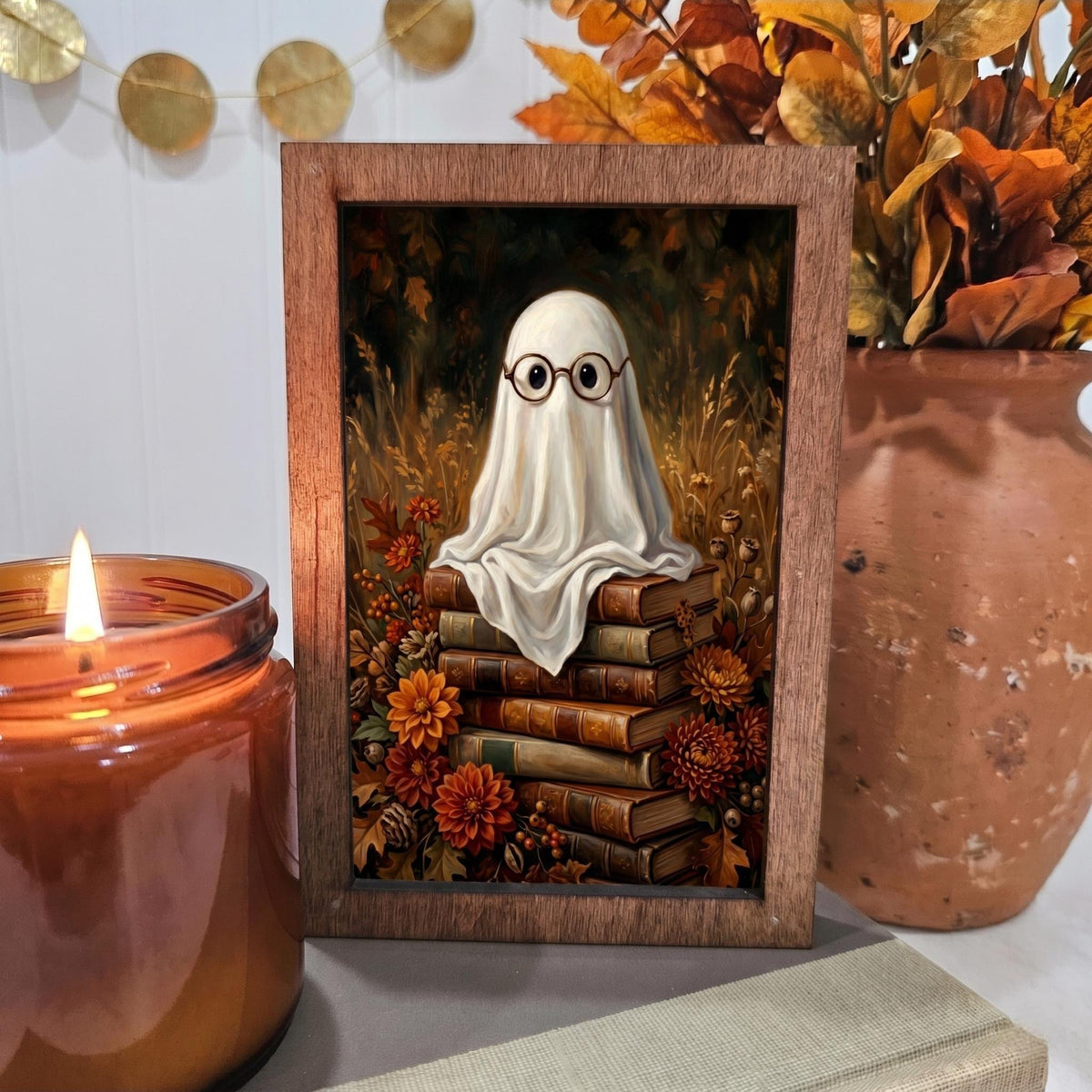 BD Lasers 4x6 wood block sign - Ghost Glasses on Books