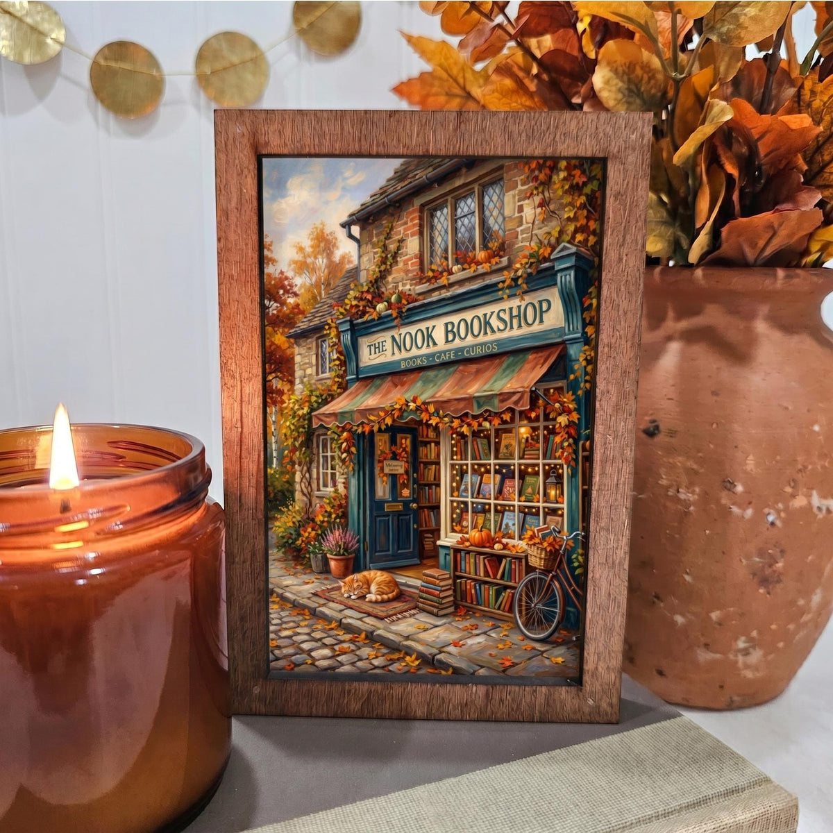 BD Lasers 4x6 wood block sign - Fall Bookstore Books Bookish