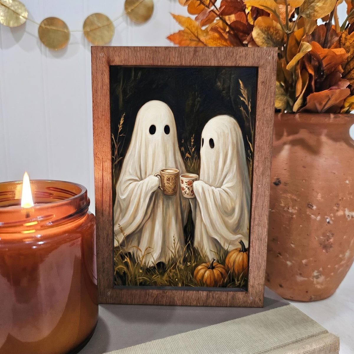 BD Lasers 4x6 wood block sign - Latte Coffee Ghosts Fall