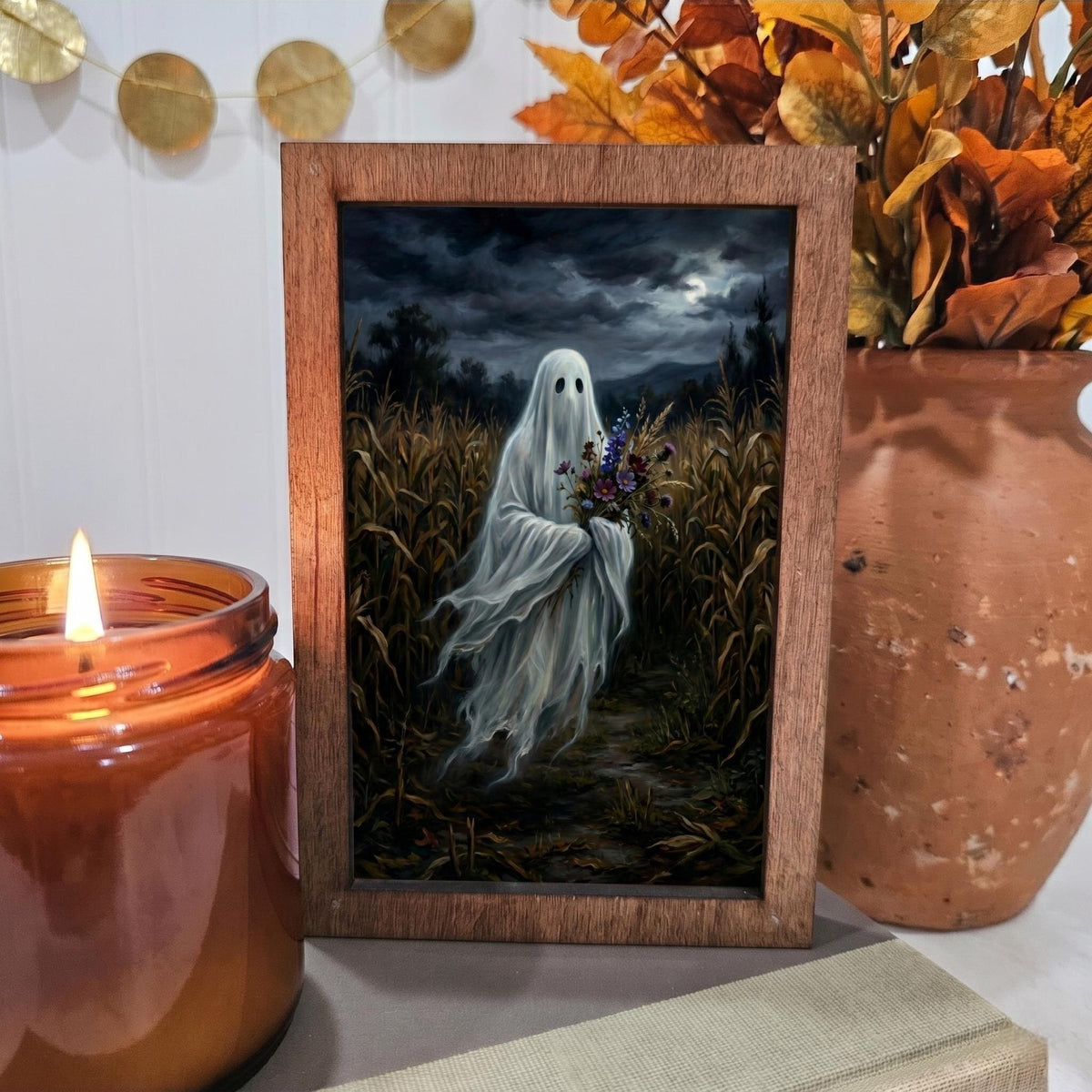 BD Lasers 4x6 wood block sign - Ghost in Corn Field Fall