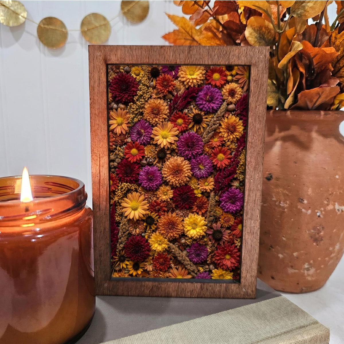 BD Lasers 4x6 wood block sign - Fall Flowers Mums