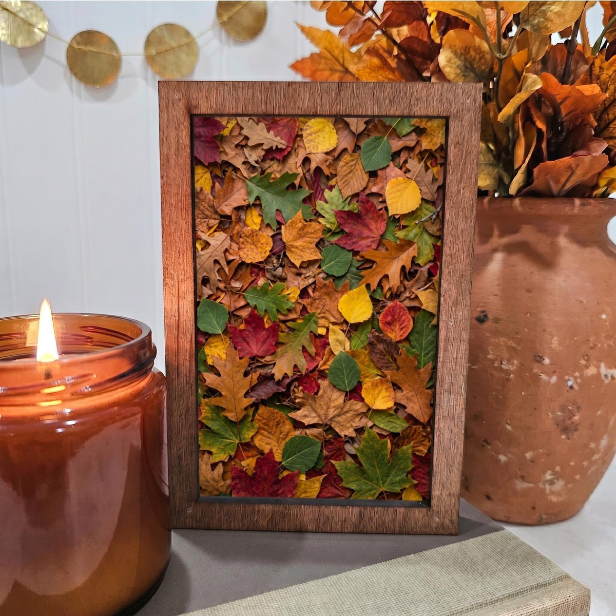 BD Lasers 4x6 wood block sign - Fall Autumn Leaves