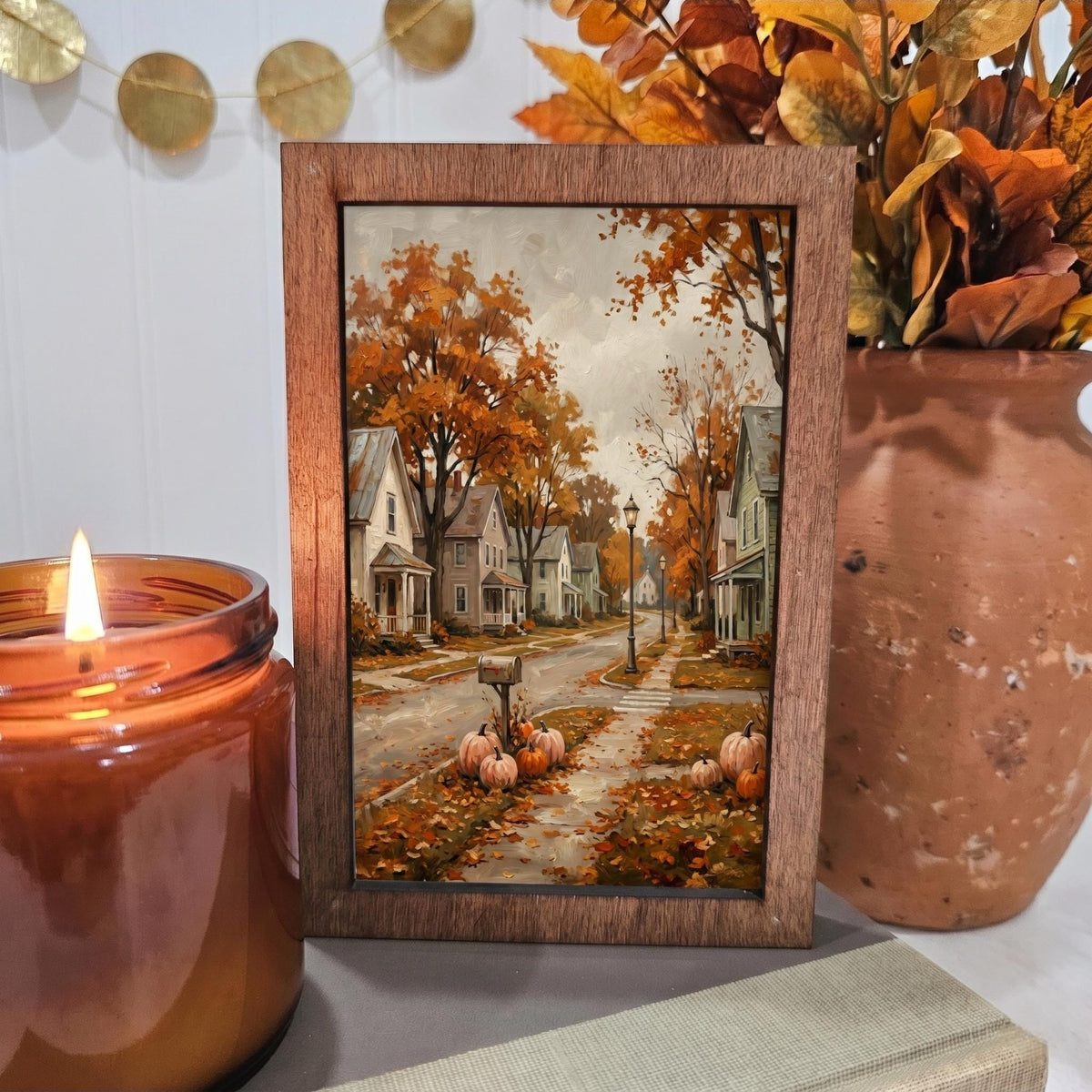 BD Lasers 4x6 wood block sign - Fall Neighborhood Home