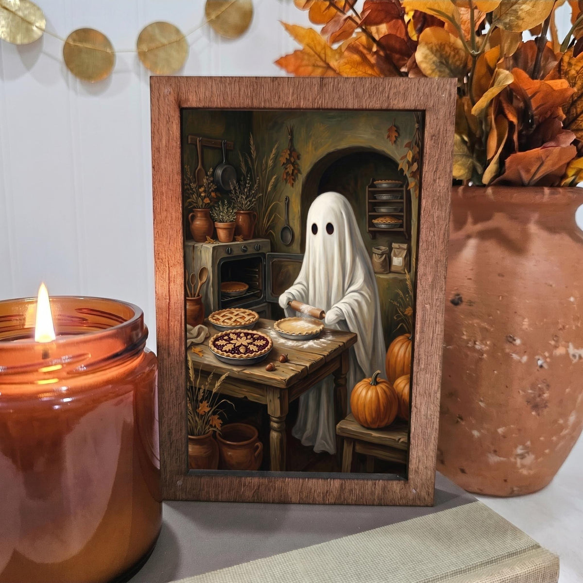 BD Lasers 4x6 wood block sign - Ghost Making Pies Fall