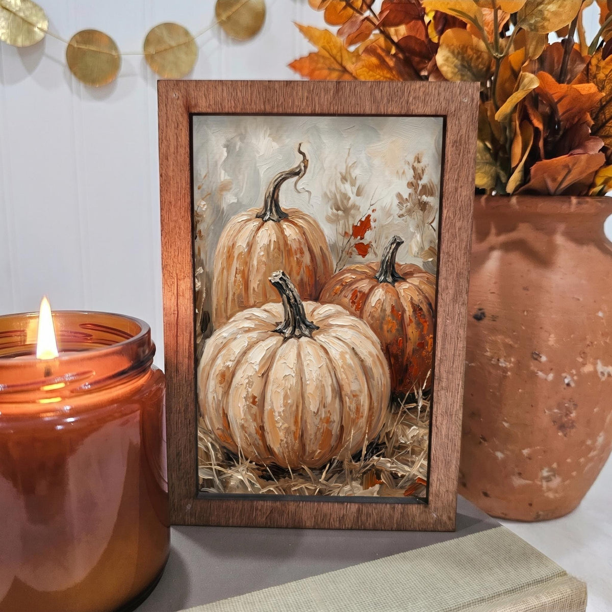 BD Lasers 4x6 wood block sign - Fall Pumpkin Trio