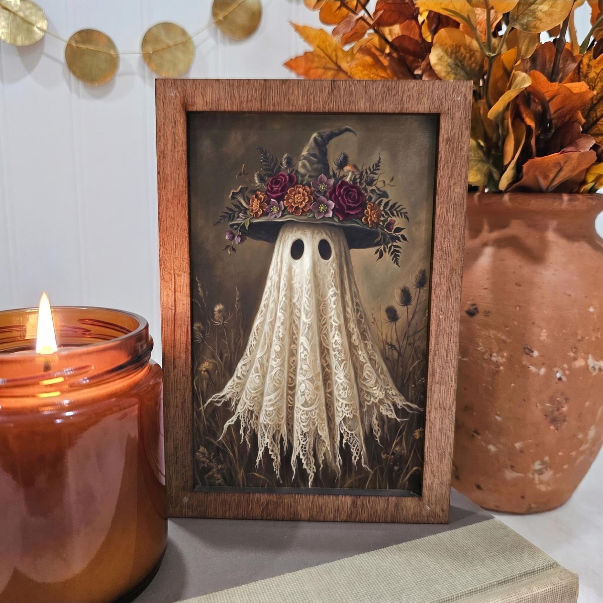 BD Lasers 4x6 wood block sign - Lace Ghost Floral Fall