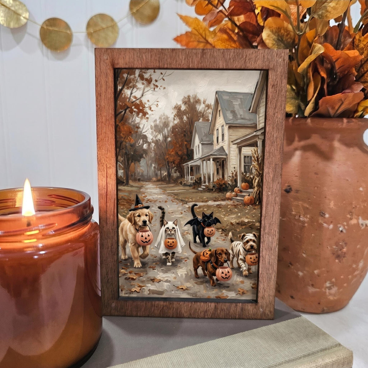 BD Lasers 4x6 wood block sign - Dog Cat Trick or Treat Halloween Light
