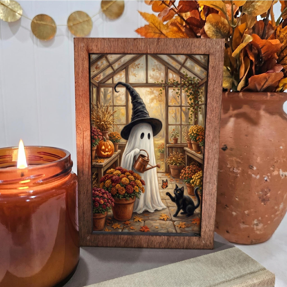 BD Lasers 4x6 wood block sign - Ghost Greenhouse Fall