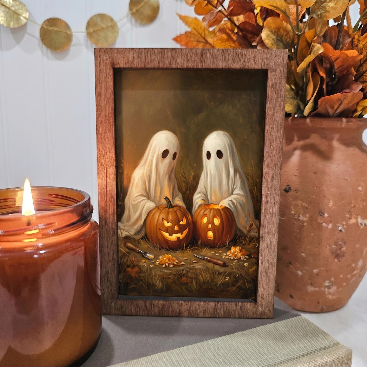BD Lasers 4x6 wood block sign - Ghosts Carving Pumpkins