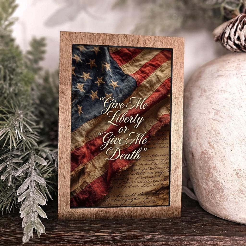 BD Lasers 4x6 wood block sign - Give Me Liberty or Give Me Death