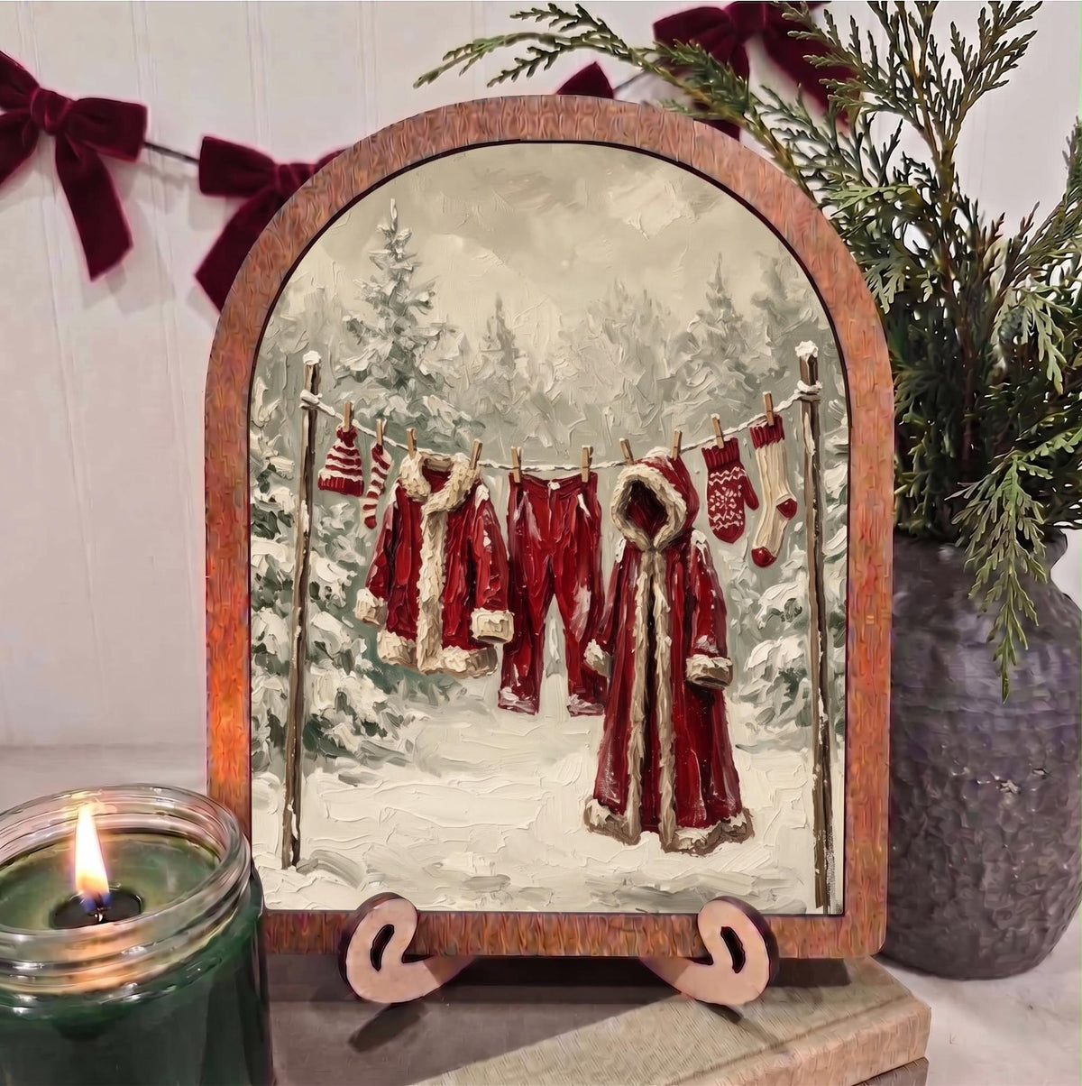 Arch Christmas Santa Laundry Day Framed Art