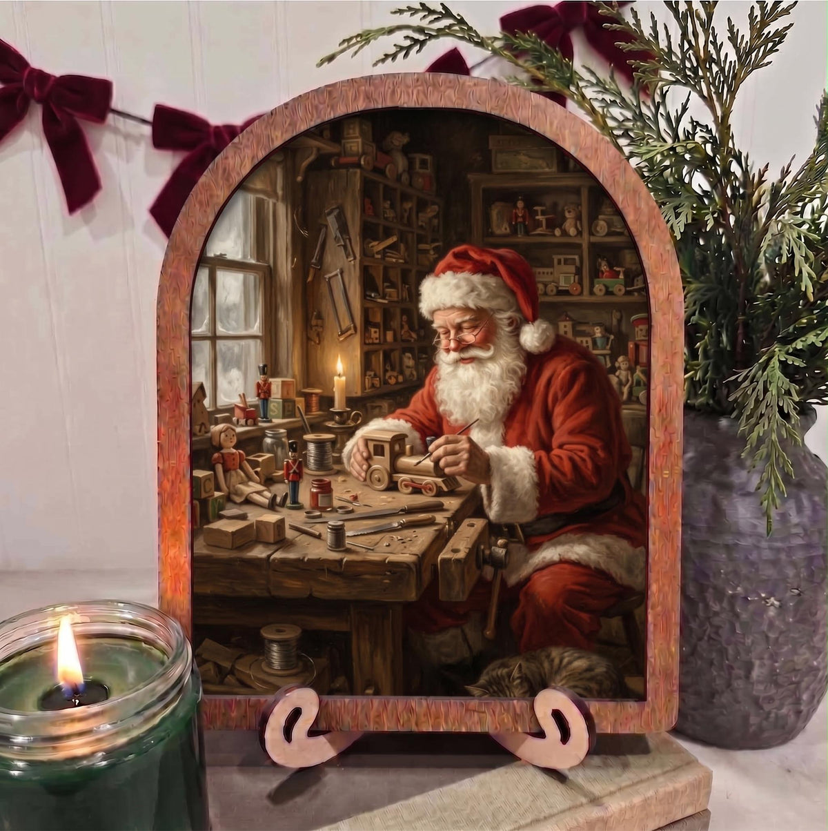 Arch Christmas Santa Workshop Framed Art