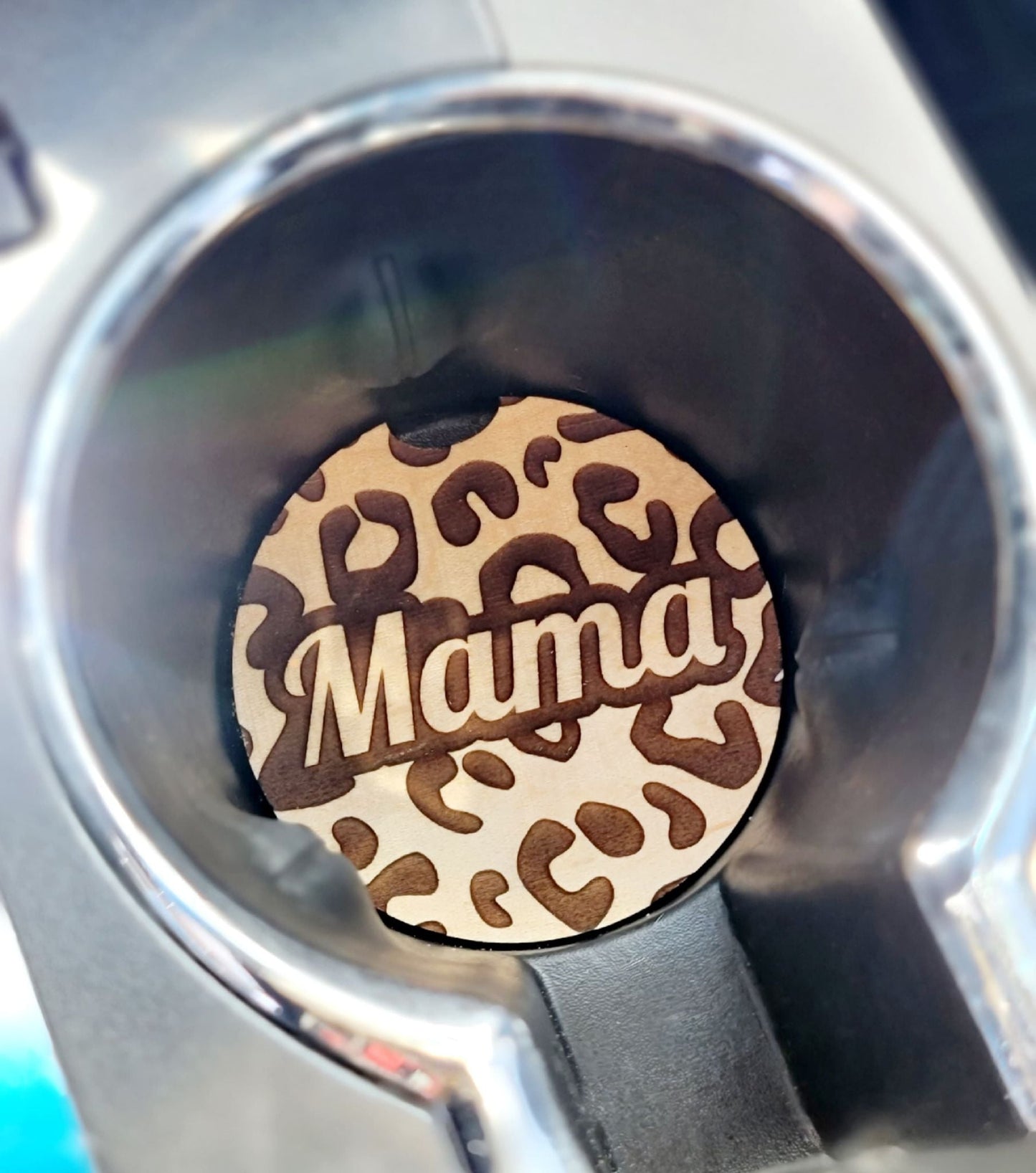 Wood Car Coaster Set- Mama Cheetah