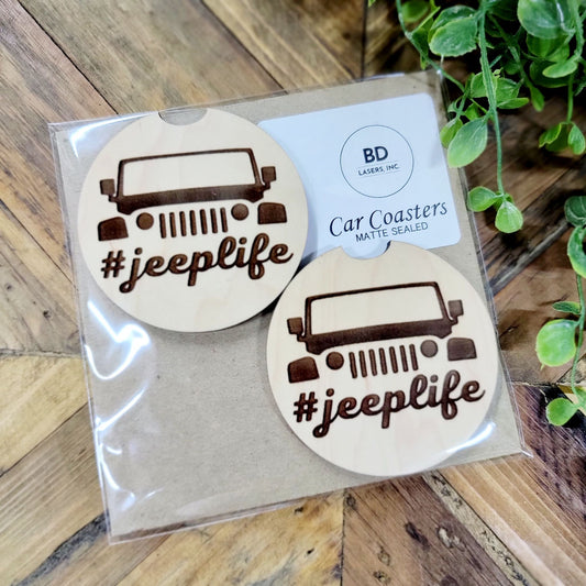 Wood Car Coaster Set- Jeep Life