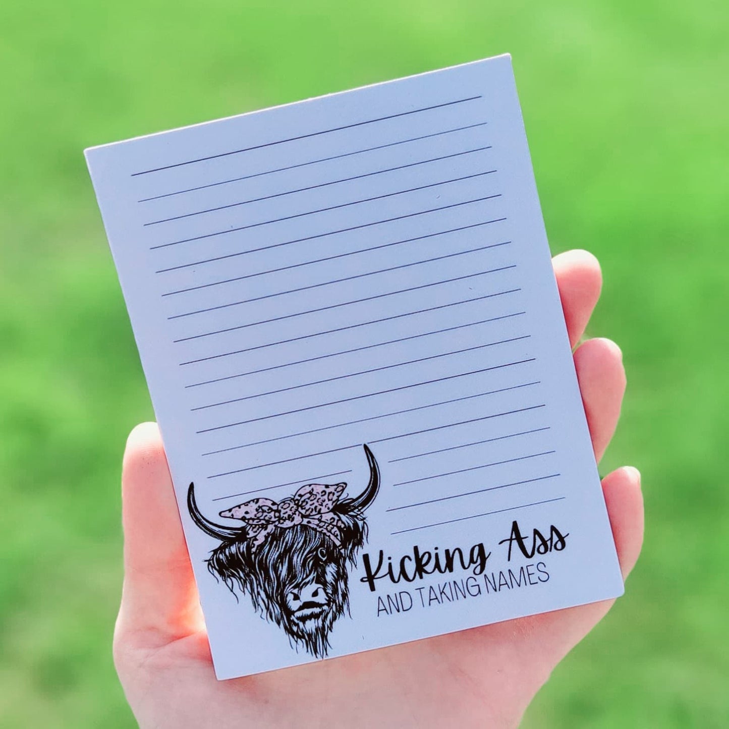 Kicking Ass And Taking Names Highland Cow Notepad