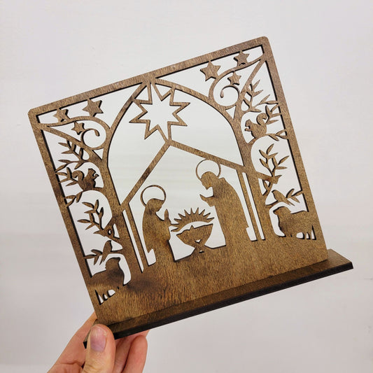 Holiday Free-standing Nativity Scene Art Sign