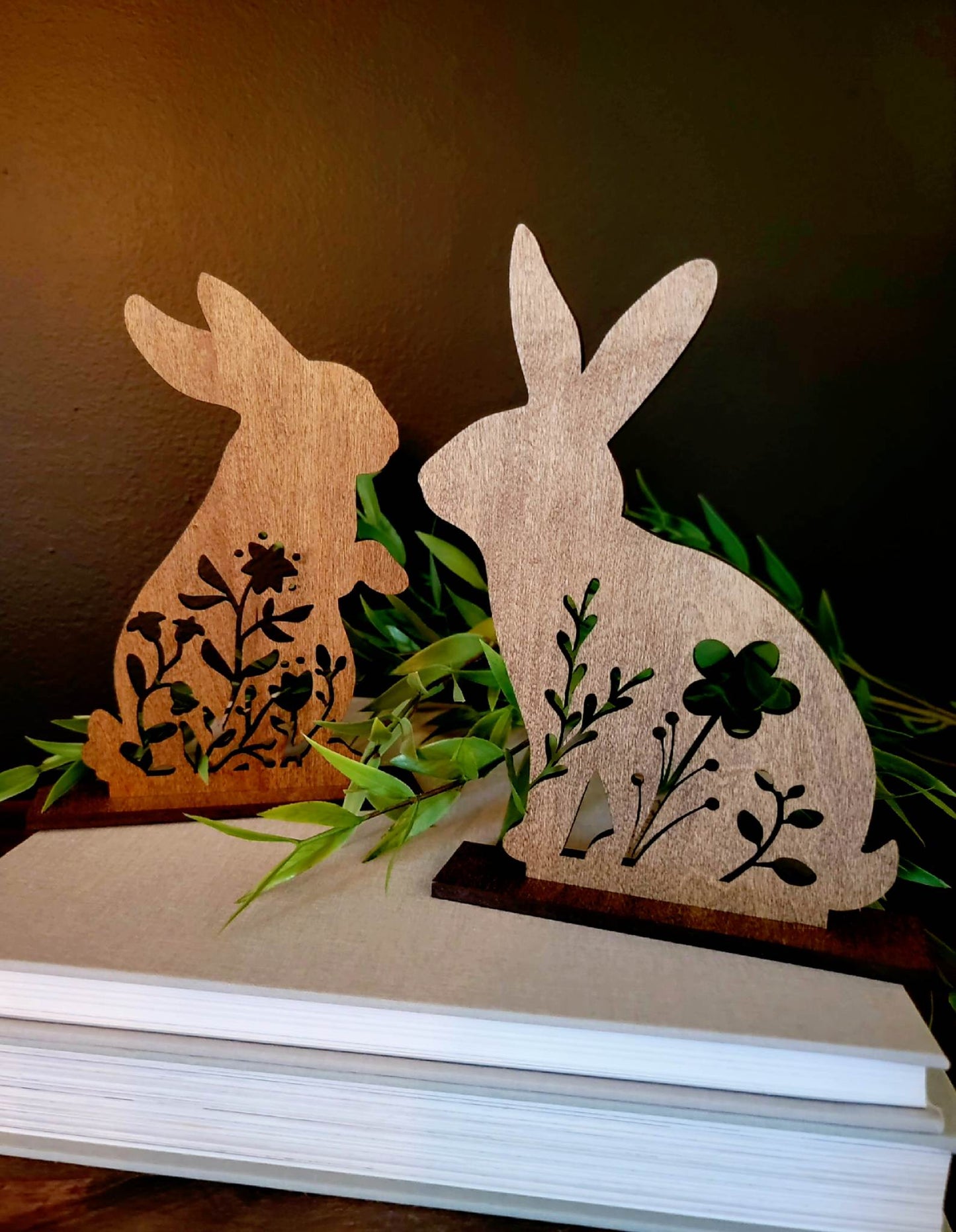 Freestanding Spring Bunny Rabbits Set of 2 Easter