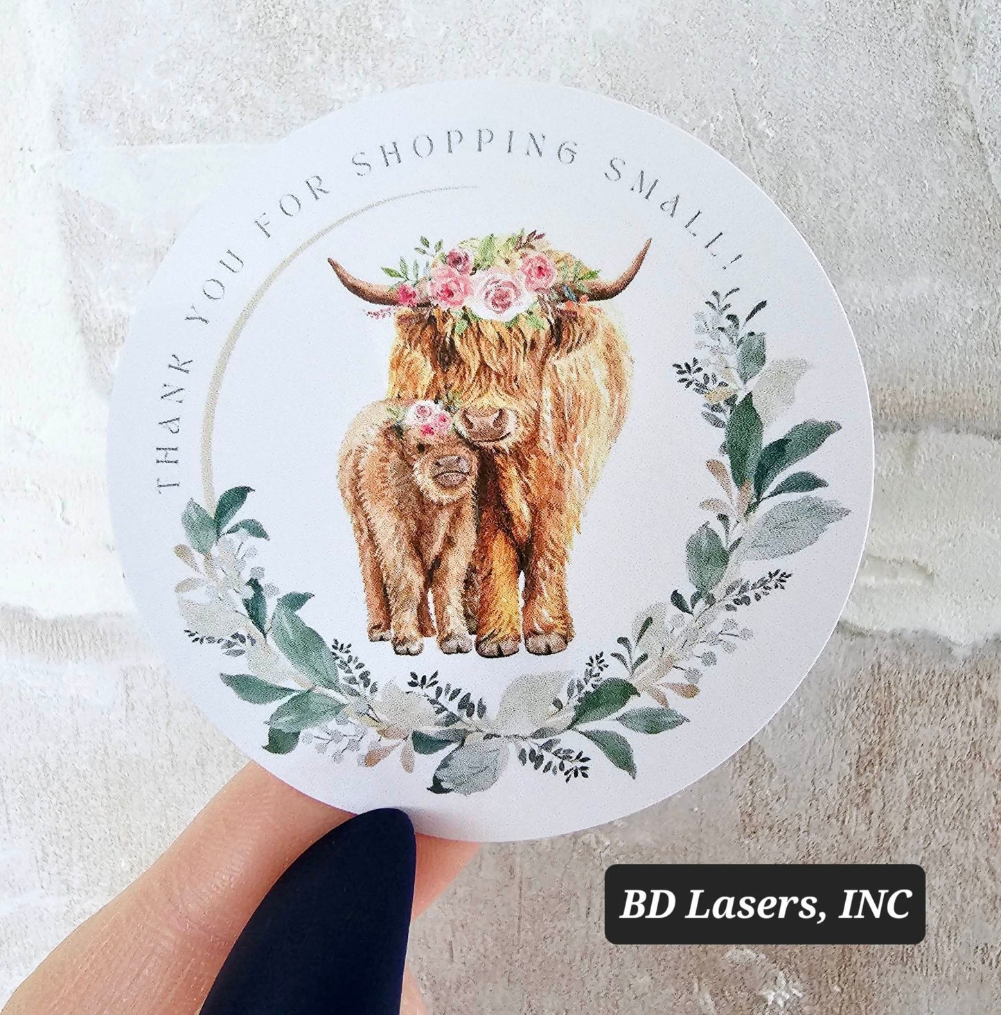 Highland Cow Thank You For Shopping Small Stickers