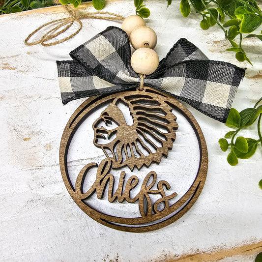 Chiefs School Spirit Mascot Car Charm Ornament Auto Jewelry