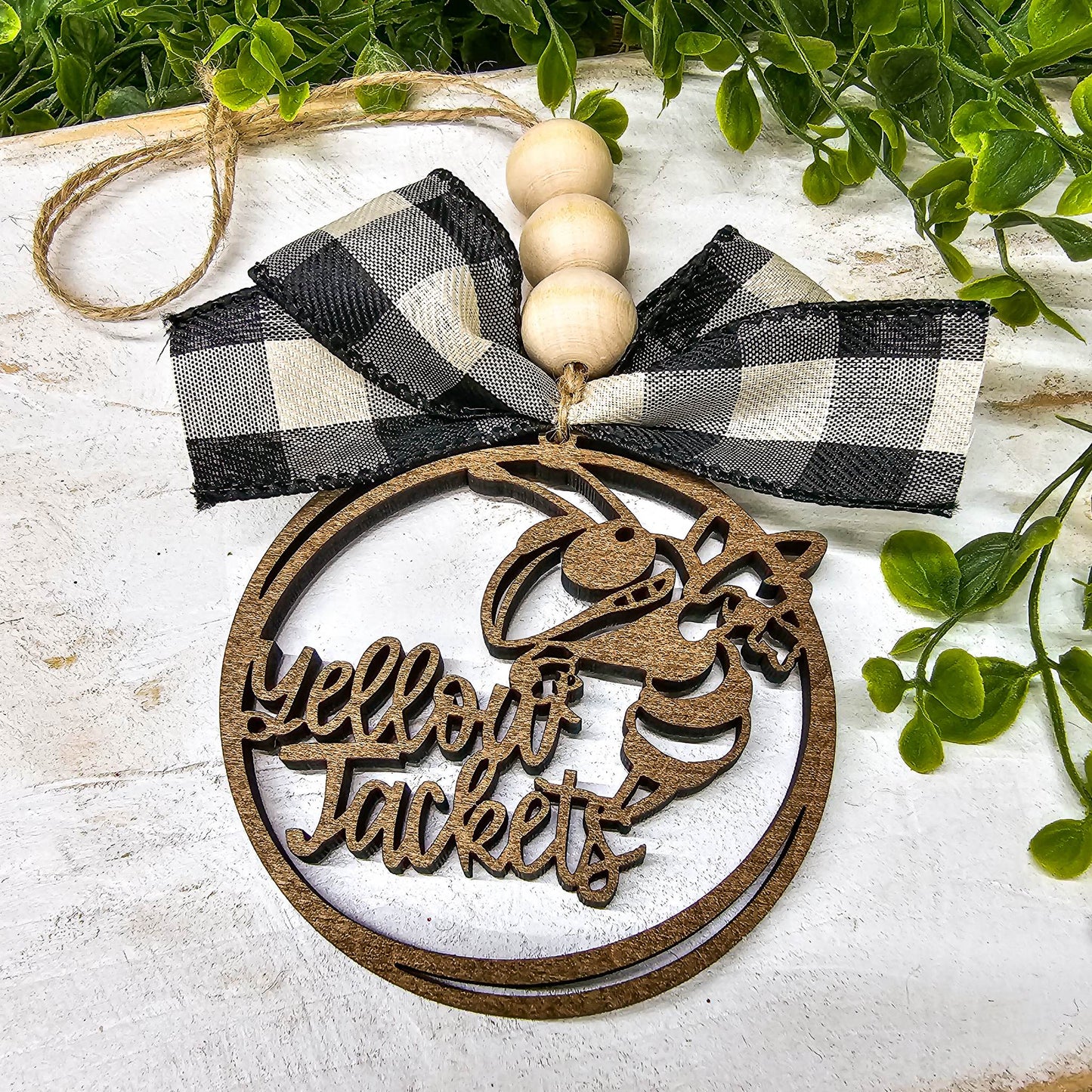 Yellow Jackets School Spirit Mascot Car Charm Ornament Auto Jewelry