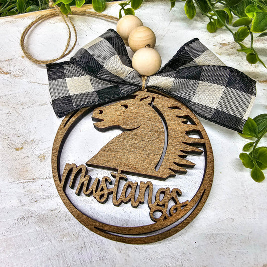 Mustangs School Spirit Mascot Car Charm Ornament Auto Jewelry