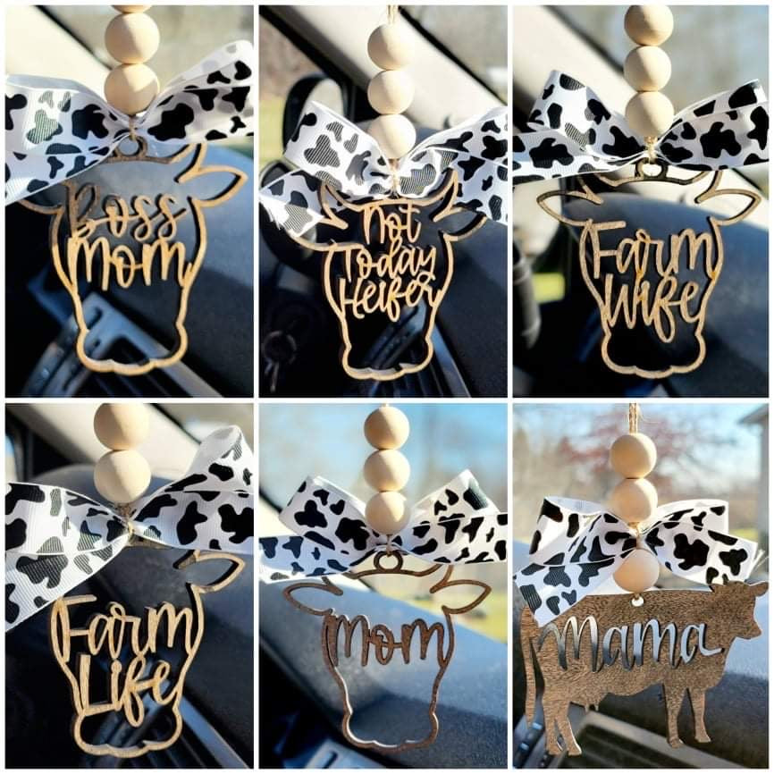 Cow Themed Car Charms